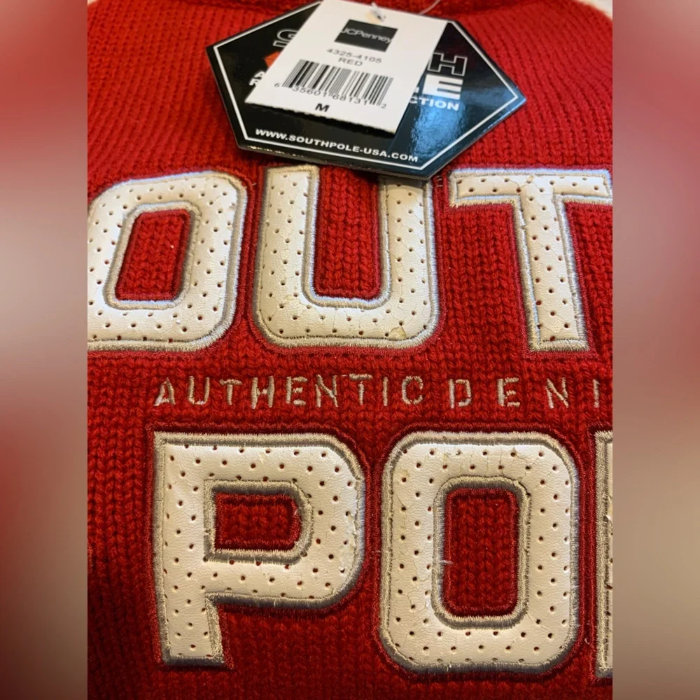 South Pole Authentic Collection Men's M Red White Long Sleeve‎ Pullover Sweater